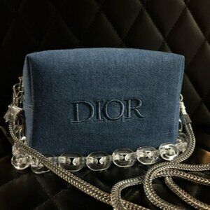 Dior Beauty Cosmetic Denim Beauty Cosmetic Pouch to Crossbody Purse